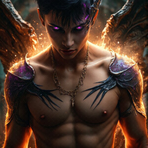 AI-generated hot sexy male demon art — handsome succubus demons with dark wings emerging from the ruins of hell. Dark & Legendary Collection. 240+ images by Jeff Dupler.