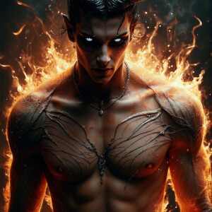 AI-generated hot sexy male demon art — handsome succubus demons with dark wings emerging from the ruins of hell. Dark & Legendary Collection. 240+ images by Jeff Dupler.