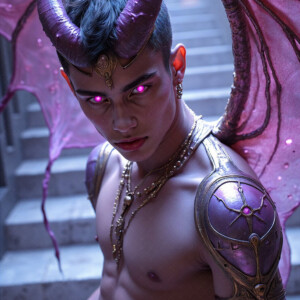 AI-generated hot sexy male demon art — handsome succubus demons with dark wings emerging from the ruins of hell. Dark & Legendary Collection. 240+ images by Jeff Dupler.