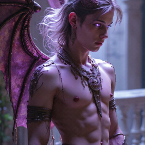 AI-generated hot sexy male demon art — handsome succubus demons with dark wings emerging from the ruins of hell. Dark & Legendary Collection. 240+ images by Jeff Dupler.