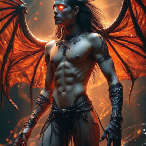 AI-generated hot sexy male demon art — handsome succubus demons with dark wings emerging from the ruins of hell. Dark & Legendary Collection. 240+ images by Jeff Dupler.