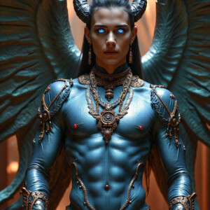AI-generated hot sexy male demon art — handsome succubus demons with dark wings emerging from the ruins of hell. Dark & Legendary Collection. 240+ images by Jeff Dupler.