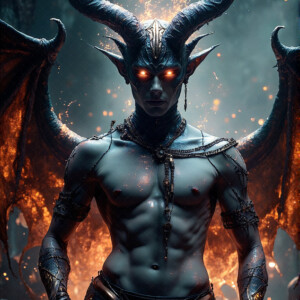 AI-generated hot sexy male demon art — handsome succubus demons with dark wings emerging from the ruins of hell. Dark & Legendary Collection. 240+ images by Jeff Dupler.