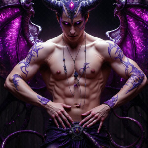 AI-generated hot sexy male demon art — handsome succubus demons with dark wings emerging from the ruins of hell. Dark & Legendary Collection. 240+ images by Jeff Dupler.