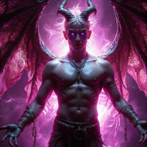 AI-generated hot sexy male demon art — handsome succubus demons with dark wings emerging from the ruins of hell. Dark & Legendary Collection. 240+ images by Jeff Dupler.
