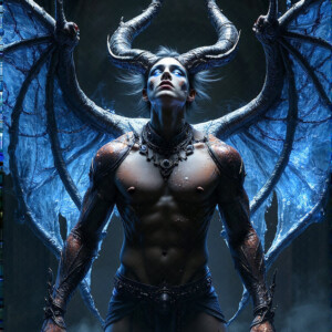 AI-generated hot sexy male demon art — handsome succubus demons with dark wings emerging from the ruins of hell. Dark & Legendary Collection. 240+ images by Jeff Dupler.