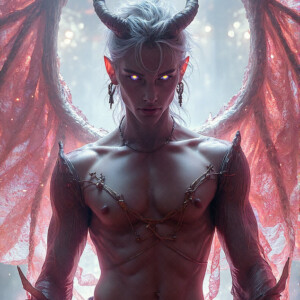 AI-generated hot sexy male demon art — handsome succubus demons with dark wings emerging from the ruins of hell. Dark & Legendary Collection. 240+ images by Jeff Dupler.