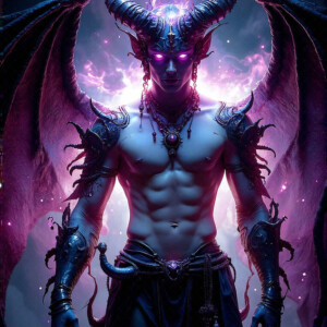 AI-generated hot sexy male demon art — handsome succubus demons with dark wings emerging from the ruins of hell. Dark & Legendary Collection. 240+ images by Jeff Dupler.