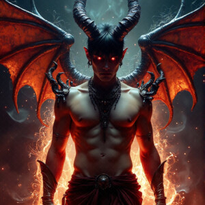 AI-generated hot sexy male demon art — handsome succubus demons with dark wings emerging from the ruins of hell. Dark & Legendary Collection. 240+ images by Jeff Dupler.
