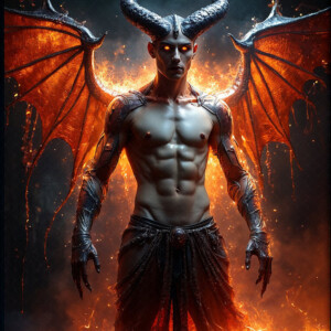 AI-generated hot sexy male demon art — handsome succubus demons with dark wings emerging from the ruins of hell. Dark & Legendary Collection. 240+ images by Jeff Dupler.