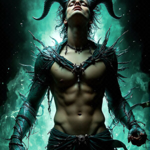 AI-generated hot sexy male demon art — handsome succubus demons with dark wings emerging from the ruins of hell. Dark & Legendary Collection. 240+ images by Jeff Dupler.