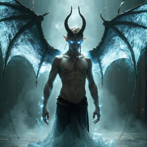 AI-generated hot sexy male demon art — handsome succubus demons with dark wings emerging from the ruins of hell. Dark & Legendary Collection. 240+ images by Jeff Dupler.