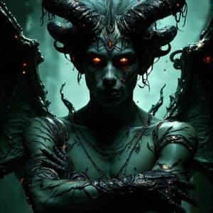 AI-generated hot sexy male demon art — handsome succubus demons with dark wings emerging from the ruins of hell. Dark & Legendary Collection. 240+ images by Jeff Dupler.