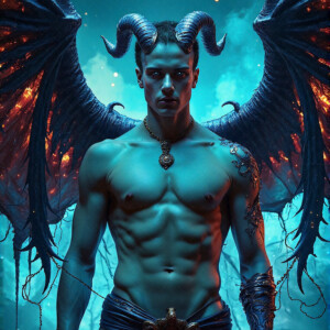 AI-generated hot sexy male demon art — handsome succubus demons with dark wings emerging from the ruins of hell. Dark & Legendary Collection. 240+ images by Jeff Dupler.
