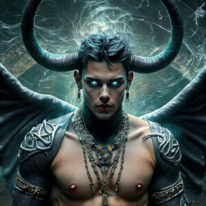 AI-generated hot sexy male demon art — handsome succubus demons with dark wings emerging from the ruins of hell. Dark & Legendary Collection. 240+ images by Jeff Dupler.