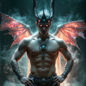 AI-generated hot sexy male demon art — handsome succubus demons with dark wings emerging from the ruins of hell. Dark & Legendary Collection. 240+ images by Jeff Dupler.