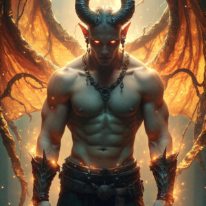 AI-generated hot sexy male demon art — handsome succubus demons with dark wings emerging from the ruins of hell. Dark & Legendary Collection. 240+ images by Jeff Dupler.