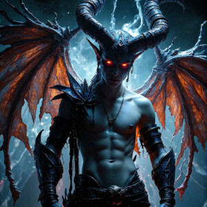 AI-generated hot sexy male demon art — handsome succubus demons with dark wings emerging from the ruins of hell. Dark & Legendary Collection. 240+ images by Jeff Dupler.