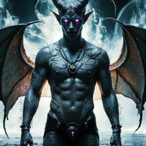 AI-generated hot sexy male demon art — handsome succubus demons with dark wings emerging from the ruins of hell. Dark & Legendary Collection. 240+ images by Jeff Dupler.