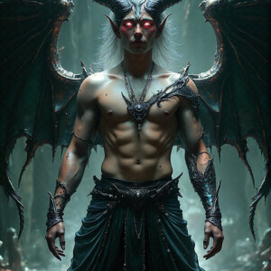 AI-generated hot sexy male demon art — handsome succubus demons with dark wings emerging from the ruins of hell. Dark & Legendary Collection. 240+ images by Jeff Dupler.