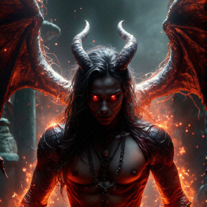 AI-generated hot sexy male demon art — handsome succubus demons with dark wings emerging from the ruins of hell. Dark & Legendary Collection. 240+ images by Jeff Dupler.