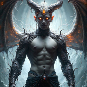 AI-generated hot sexy male demon art — handsome succubus demons with dark wings emerging from the ruins of hell. Dark & Legendary Collection. 240+ images by Jeff Dupler.