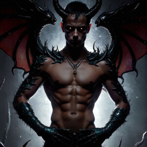 AI-generated hot sexy male demon art — handsome succubus demons with dark wings emerging from the ruins of hell. Dark & Legendary Collection. 240+ images by Jeff Dupler.