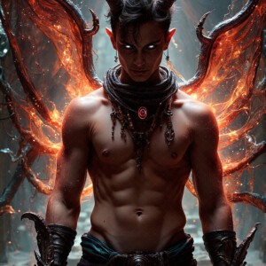 AI-generated hot sexy male demon art — handsome succubus demons with dark wings emerging from the ruins of hell. Dark & Legendary Collection. 240+ images by Jeff Dupler.