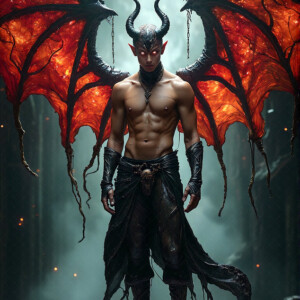 AI-generated hot sexy male demon art — handsome succubus demons with dark wings emerging from the ruins of hell. Dark & Legendary Collection. 240+ images by Jeff Dupler.