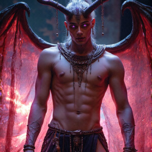 AI-generated hot sexy male demon art — handsome succubus demons with dark wings emerging from the ruins of hell. Dark & Legendary Collection. 240+ images by Jeff Dupler.
