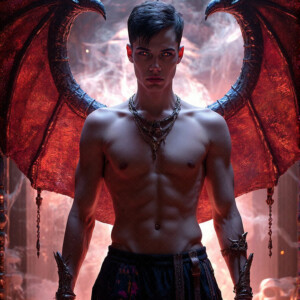 AI-generated hot sexy male demon art — handsome succubus demons with dark wings emerging from the ruins of hell. Dark & Legendary Collection. 240+ images by Jeff Dupler.