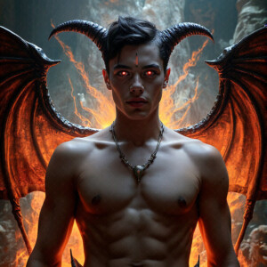 AI-generated hot sexy male demon art — handsome succubus demons with dark wings emerging from the ruins of hell. Dark & Legendary Collection. 240+ images by Jeff Dupler.