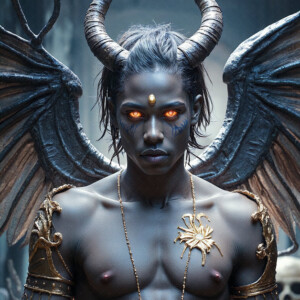 AI-generated hot sexy male demon art — handsome succubus demons with dark wings emerging from the ruins of hell. Dark & Legendary Collection. 240+ images by Jeff Dupler.