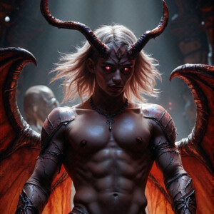AI-generated hot sexy male demon art — handsome succubus demons with dark wings emerging from the ruins of hell. Dark & Legendary Collection. 240+ images by Jeff Dupler.