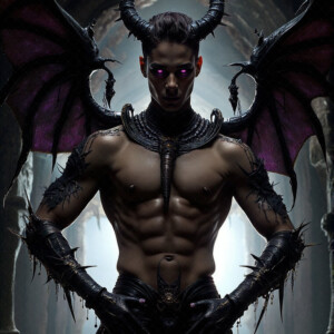 AI-generated hot sexy male demon art — handsome succubus demons with dark wings emerging from the ruins of hell. Dark & Legendary Collection. 240+ images by Jeff Dupler.
