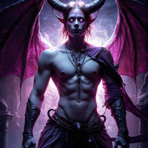 AI-generated hot sexy male demon art — handsome succubus demons with dark wings emerging from the ruins of hell. Dark & Legendary Collection. 240+ images by Jeff Dupler.