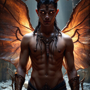 AI-generated hot sexy male demon art — handsome succubus demons with dark wings emerging from the ruins of hell. Dark & Legendary Collection. 240+ images by Jeff Dupler.