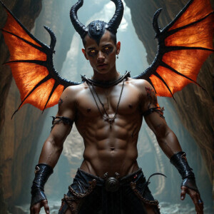 AI-generated hot sexy male demon art — handsome succubus demons with dark wings emerging from the ruins of hell. Dark & Legendary Collection. 240+ images by Jeff Dupler.