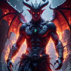AI-generated hot sexy male demon art — handsome succubus demons with dark wings emerging from the ruins of hell. Dark & Legendary Collection. 240+ images by Jeff Dupler.