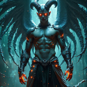 AI-generated hot sexy male demon art — handsome succubus demons with dark wings emerging from the ruins of hell. Dark & Legendary Collection. 240+ images by Jeff Dupler.