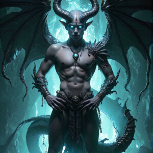 AI-generated hot sexy male demon art — handsome succubus demons with dark wings emerging from the ruins of hell. Dark & Legendary Collection. 240+ images by Jeff Dupler.