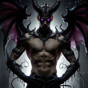 AI-generated hot sexy male demon art — handsome succubus demons with dark wings emerging from the ruins of hell. Dark & Legendary Collection. 240+ images by Jeff Dupler.