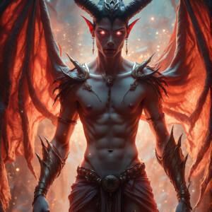 AI-generated hot sexy male demon art — handsome succubus demons with dark wings emerging from the ruins of hell. Dark & Legendary Collection. 240+ images by Jeff Dupler.