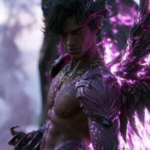 AI-generated hot sexy male demon art handsome succubus demons with dark wings emerging from the ruins of hell. Dark & Legendary Collection. 240+ images by Jeff Dupler.