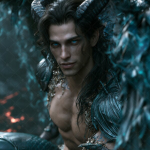 AI-generated hot sexy male demon art handsome succubus demons with dark wings emerging from the ruins of hell. Dark & Legendary Collection. 240+ images by Jeff Dupler.