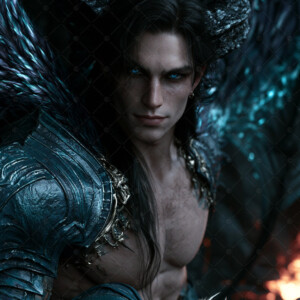 AI-generated hot sexy male demon art handsome succubus demons with dark wings emerging from the ruins of hell. Dark & Legendary Collection. 240+ images by Jeff Dupler.