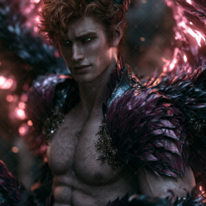 AI-generated hot sexy male demon art handsome succubus demons with dark wings emerging from the ruins of hell. Dark & Legendary Collection. 240+ images by Jeff Dupler.