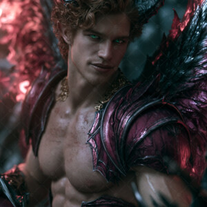 AI-generated hot sexy male demon art handsome succubus demons with dark wings emerging from the ruins of hell. Dark & Legendary Collection. 240+ images by Jeff Dupler.