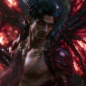 AI-generated hot sexy male demon art handsome succubus demons with dark wings emerging from the ruins of hell. Dark & Legendary Collection. 240+ images by Jeff Dupler.