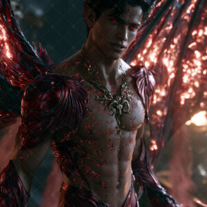 AI-generated hot sexy male demon art handsome succubus demons with dark wings emerging from the ruins of hell. Dark & Legendary Collection. 240+ images by Jeff Dupler.